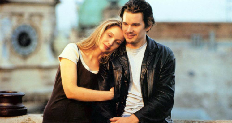 Ethan Hawke e Julie Delpy em Antes do Pôr do Sol (Before Sunrise, 1995)